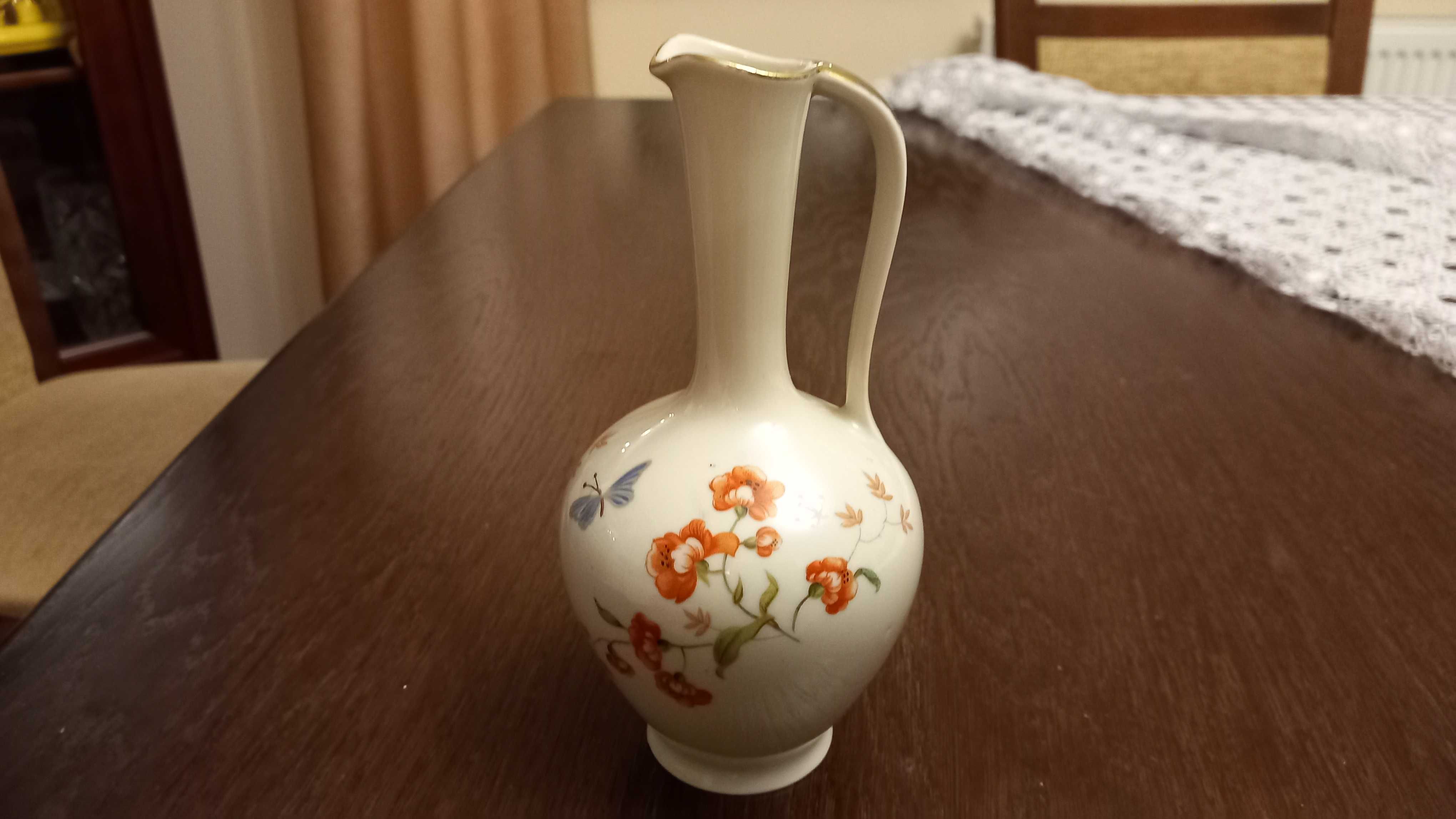 Porcelana Bavaria Rosenthal dzbanek zdobiony kwiatami i złotem
