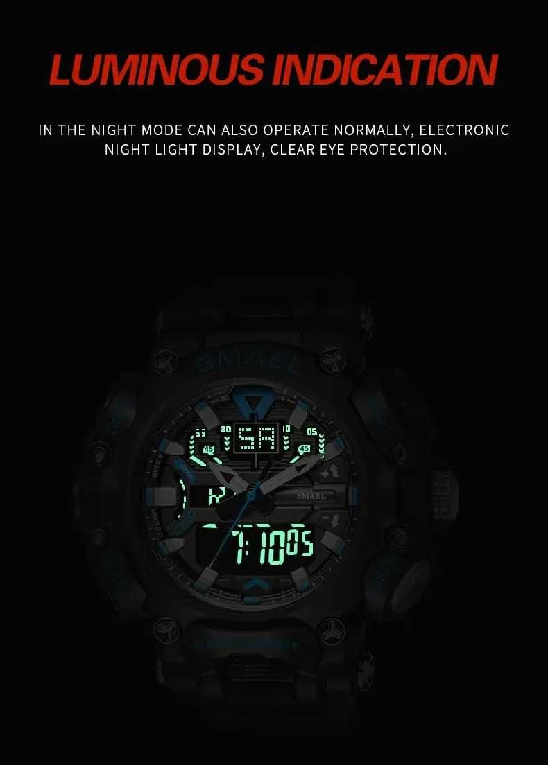 Wojskowy zegarek Smael zielony analogowo cyfrowy elektroniczny sportow