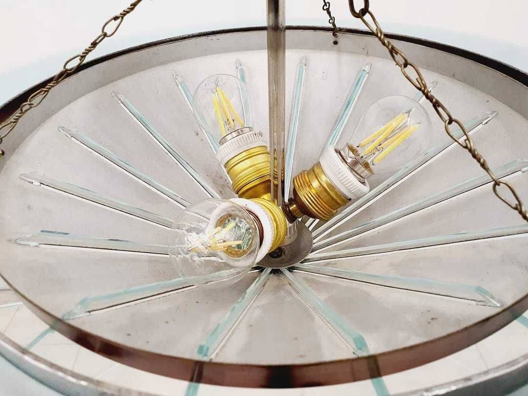 Żyrandol Lampa Art Deco Szkło Chrom Unikat