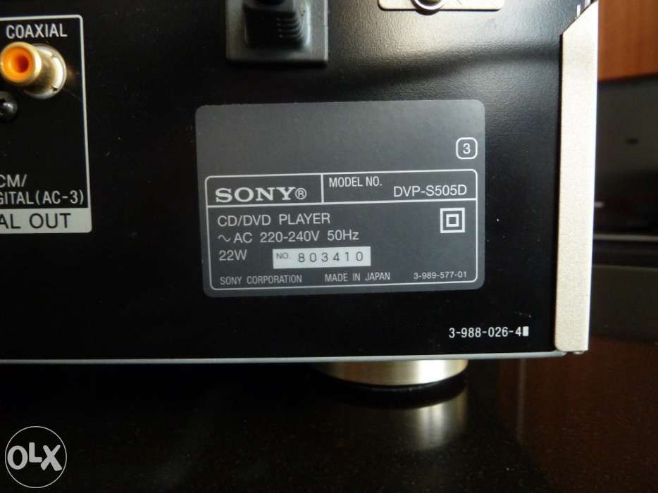 Sony cd/dvd player dvp-s505d, (pal e ntsc)