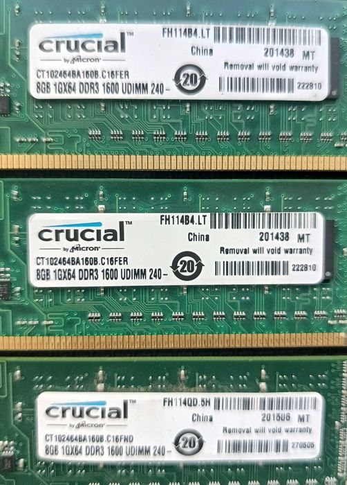8GB DDR3-1600Mhz   Crucial/Samsung