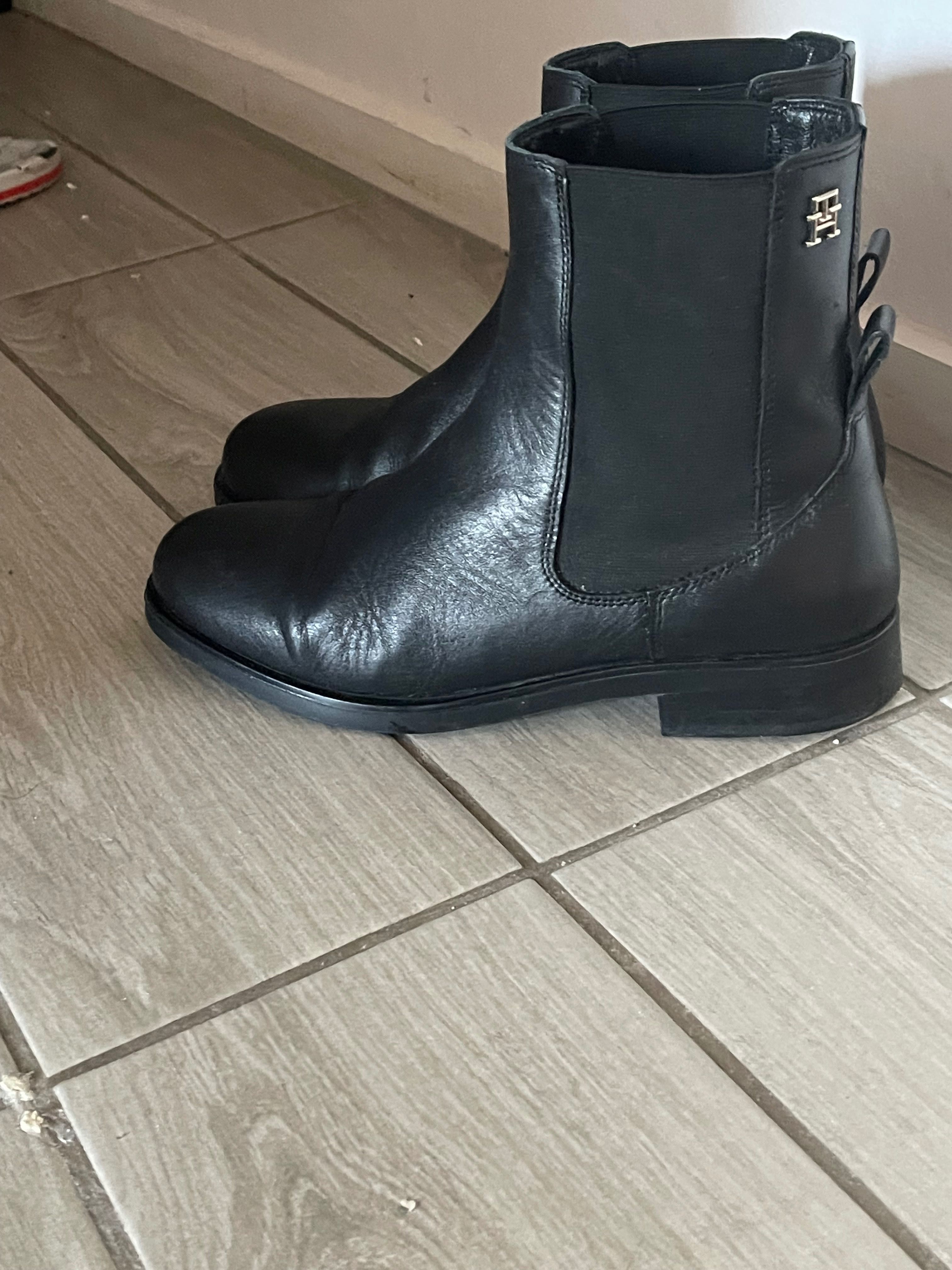 Botki Tommy Hilfiger 40 czarne skóra naturalna