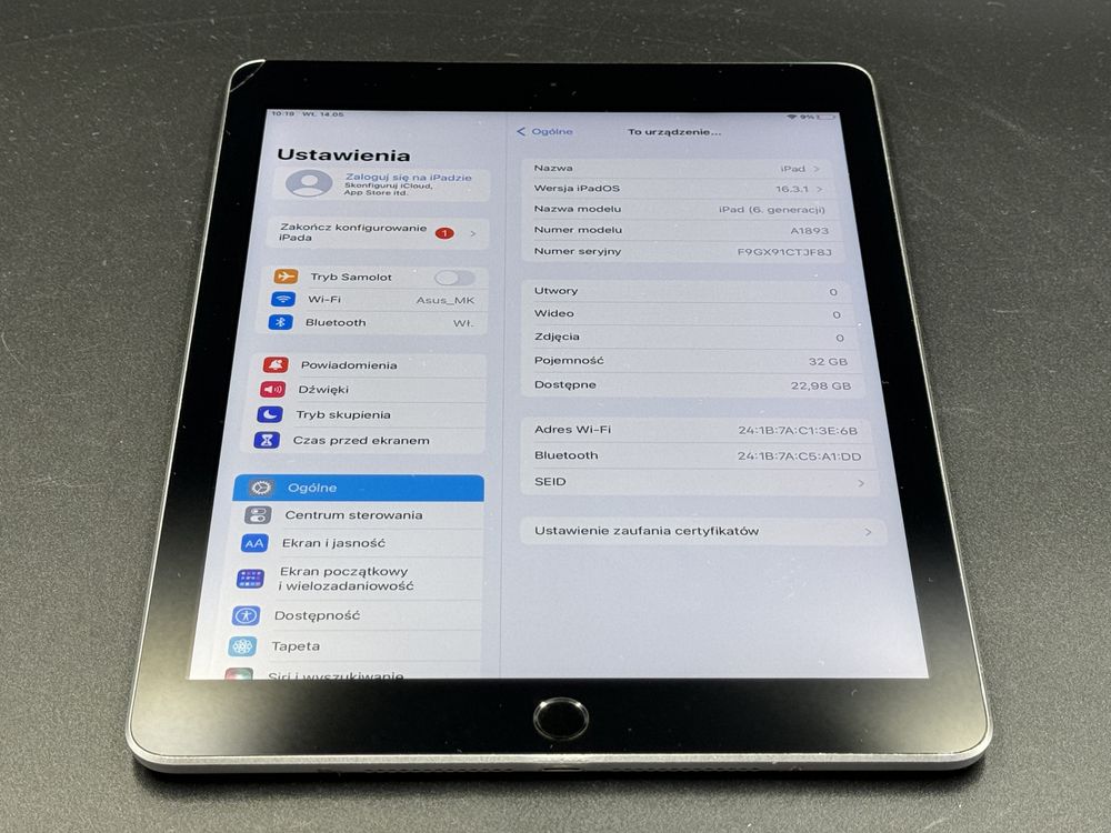 iPad 6. gen. 32GB (A1893) - WiFi - faktura VAT 23%