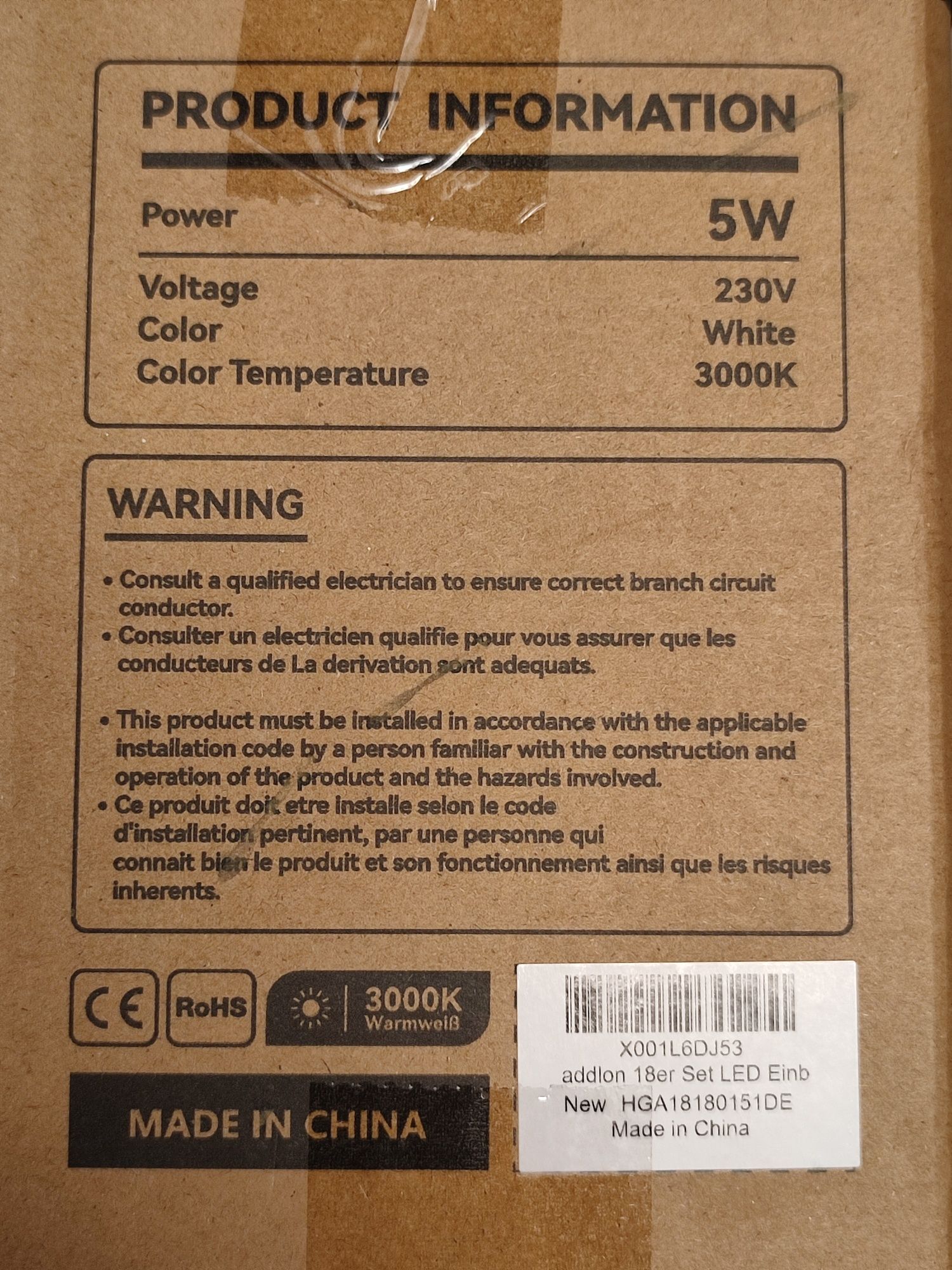 addlon Zestaw 18 reflektorów wpuszczanych LED 230 V płaski, 5 W 400 lm
