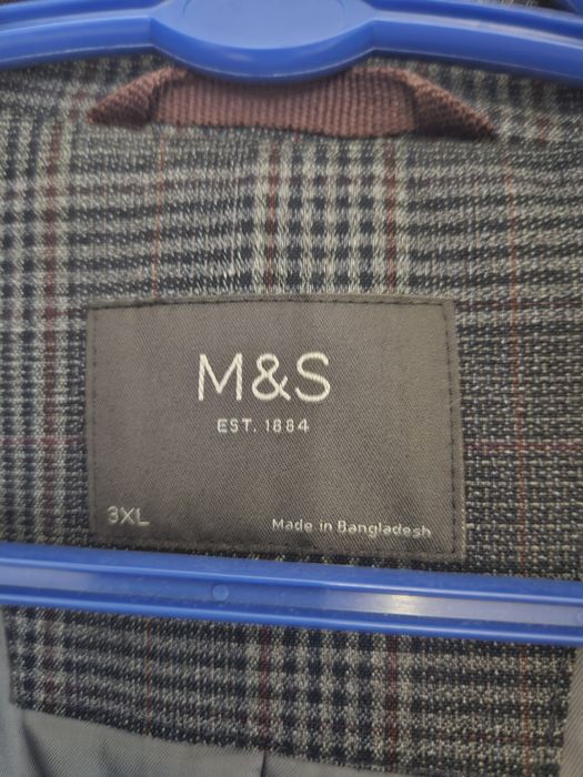 Klasyczny płaszcz męski Marks and Spencer XXXL ocieplany w kratę - zim