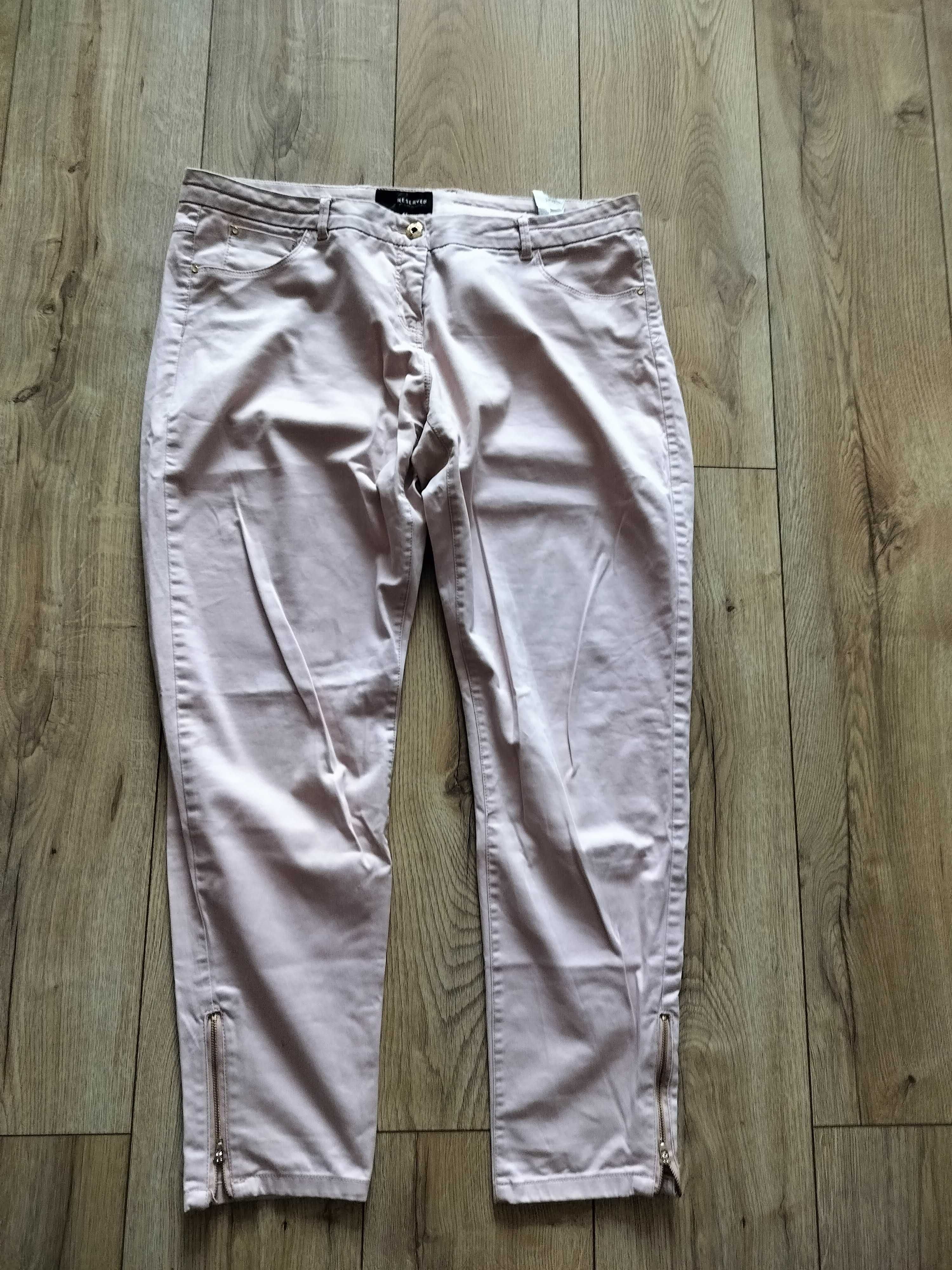 Spodnie damskie 42 Resrved lycra eleganckie z klasa pudrowy róż pas94