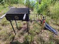 grill składany 4 mm. ruszt fi 8 mm. zestaw szpikulców z pokrywką.
