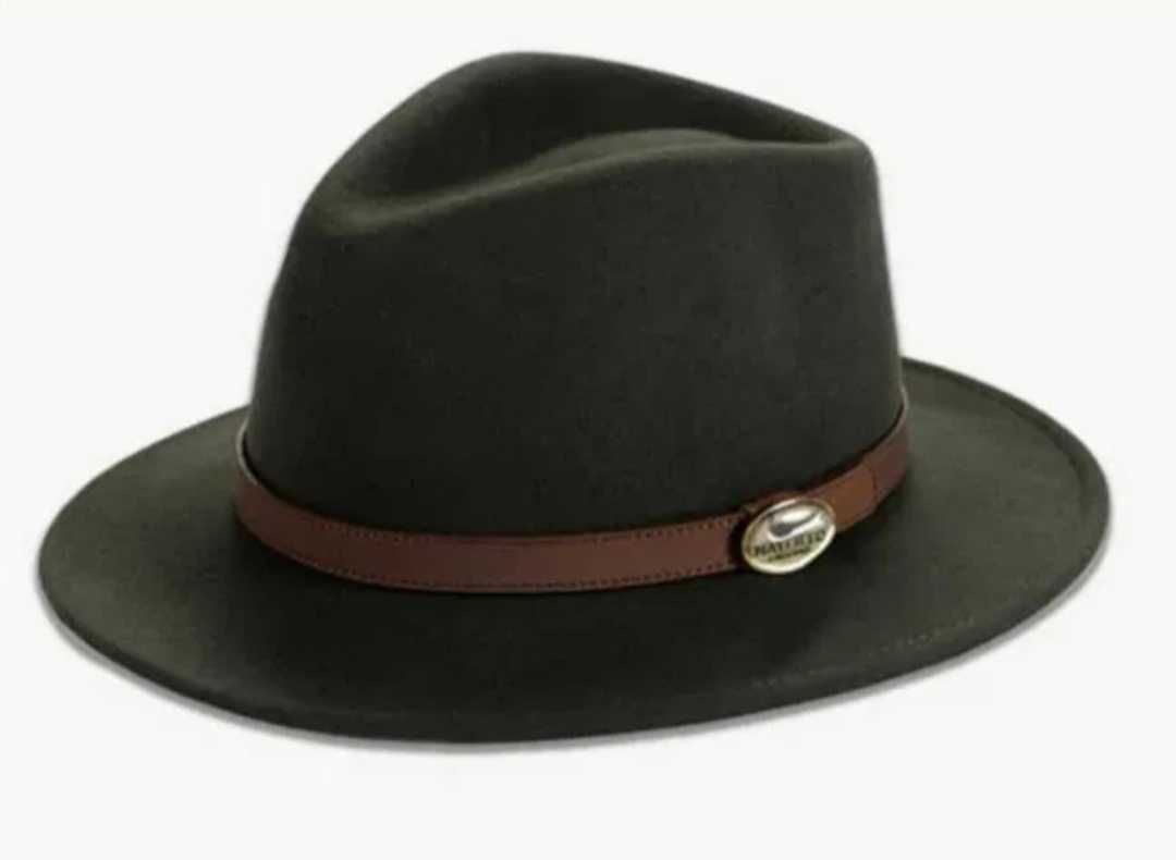 Капелюх Fedora Danby Randaly темна оліва з шкіряним ремінцем  S(55-56)