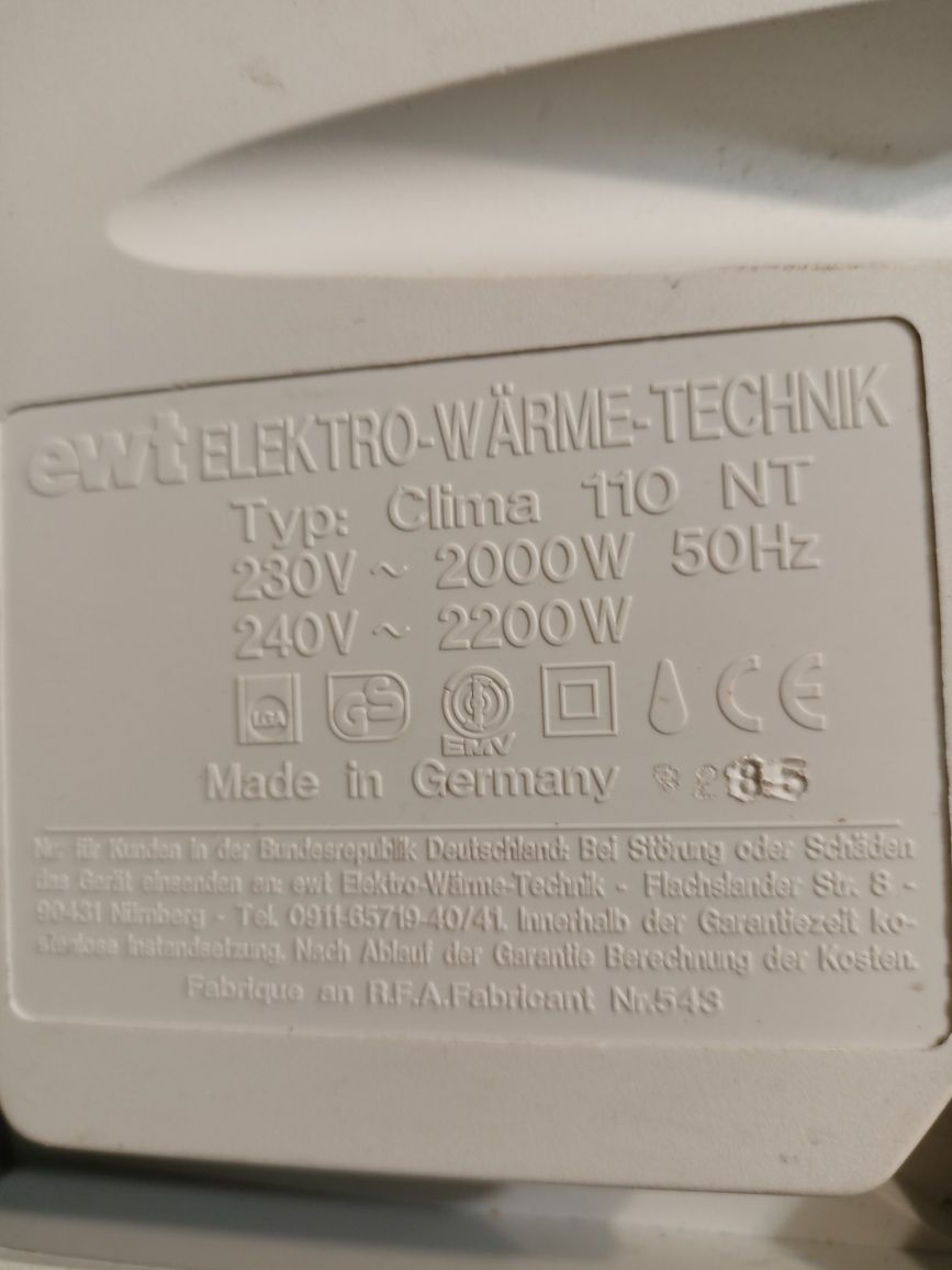 Termowentylatory ewt germany typ klima 110 NT
