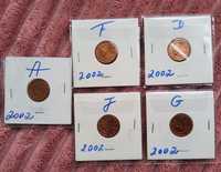 Vendo coleção de moedas completa, 1 cent ano 2002 todas as letras.
