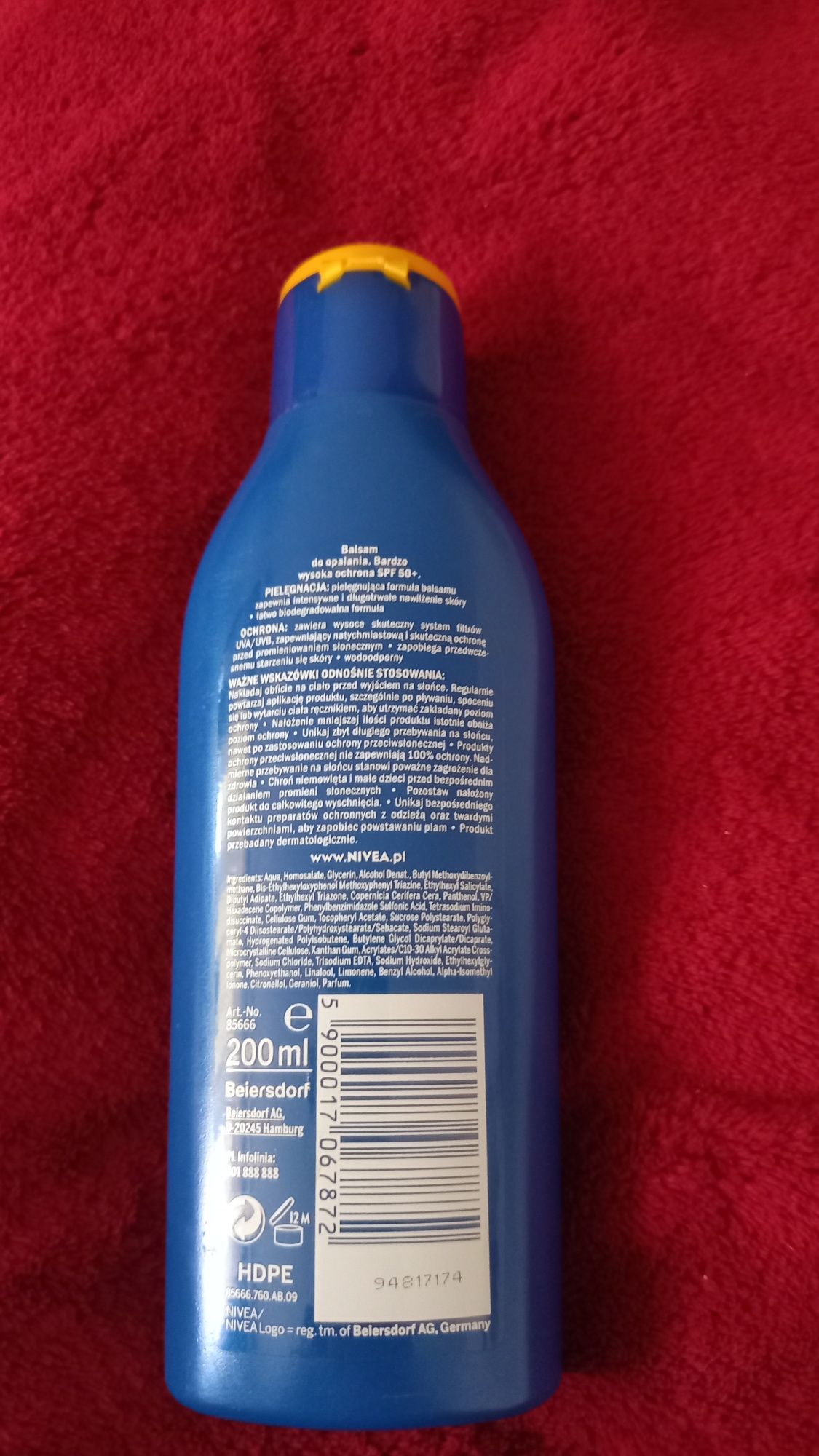 Balsam do opalania nivea SPF50+ nowy