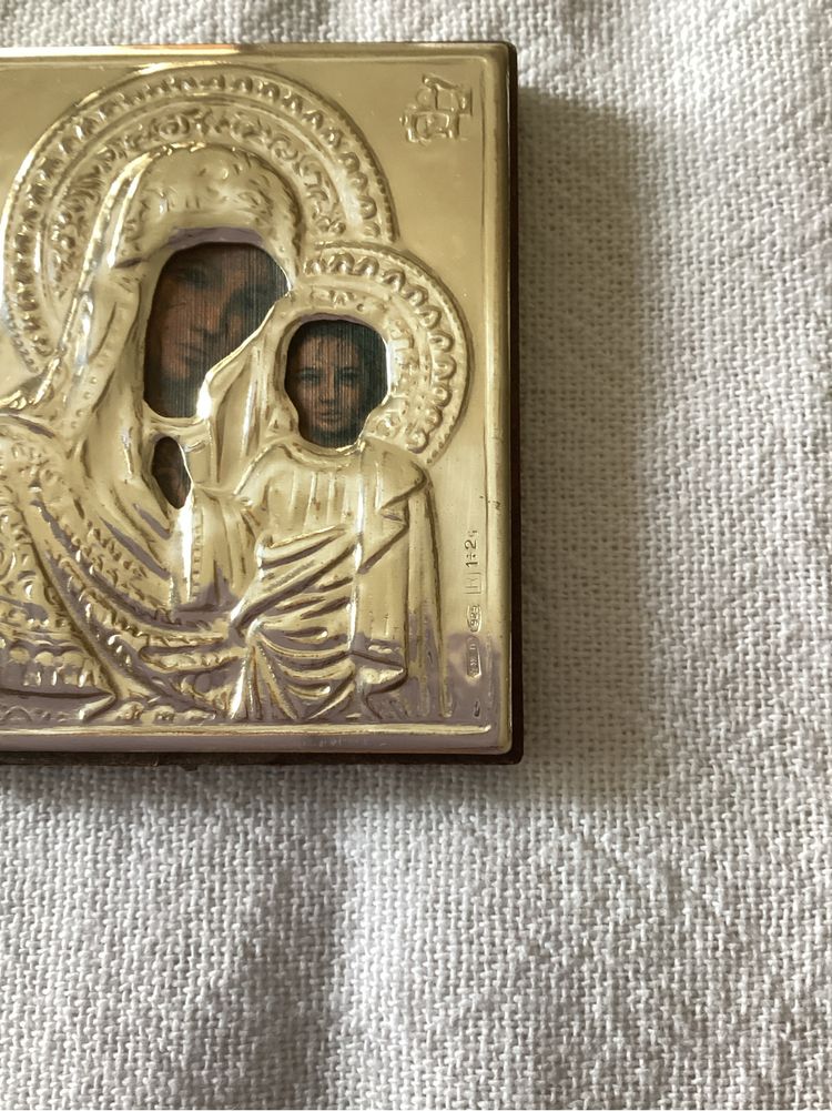Icone virgem Maria com revestimento de prata