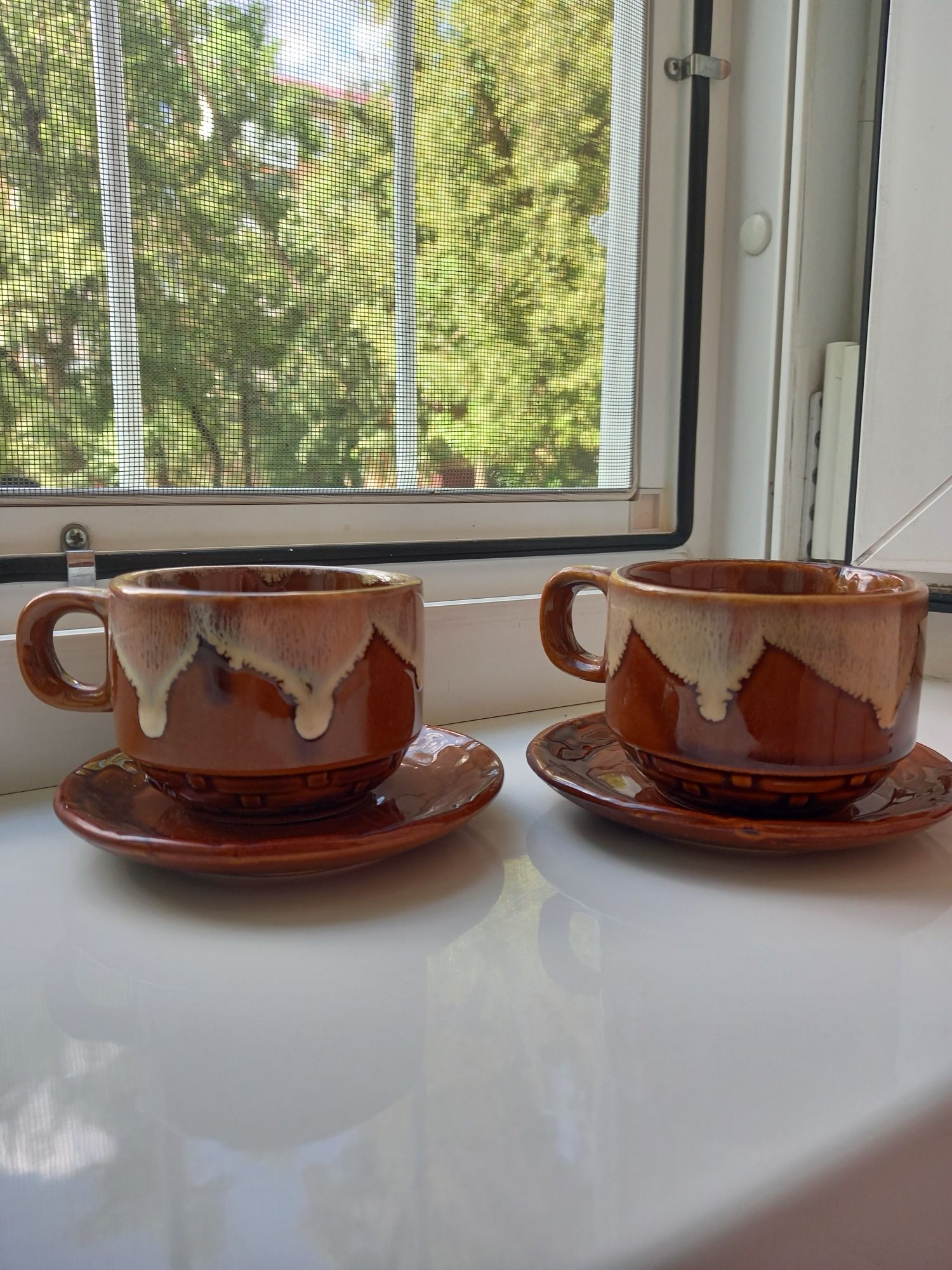 Глиняний кавовий набір (чашки+блюдця)