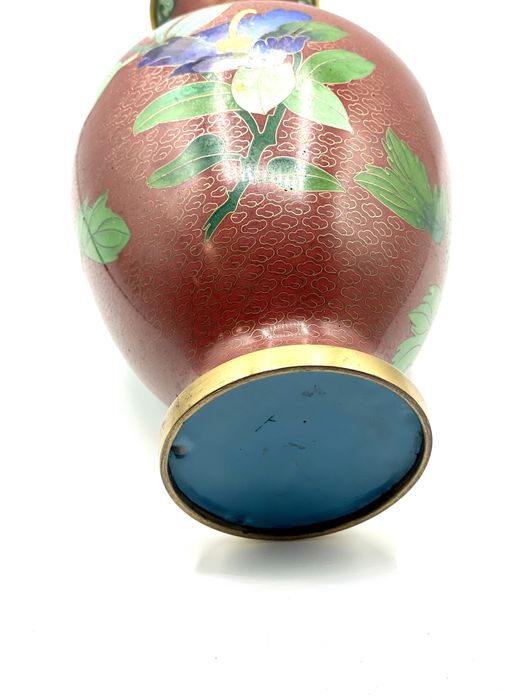 Jarra cloisonné vermelha antiga