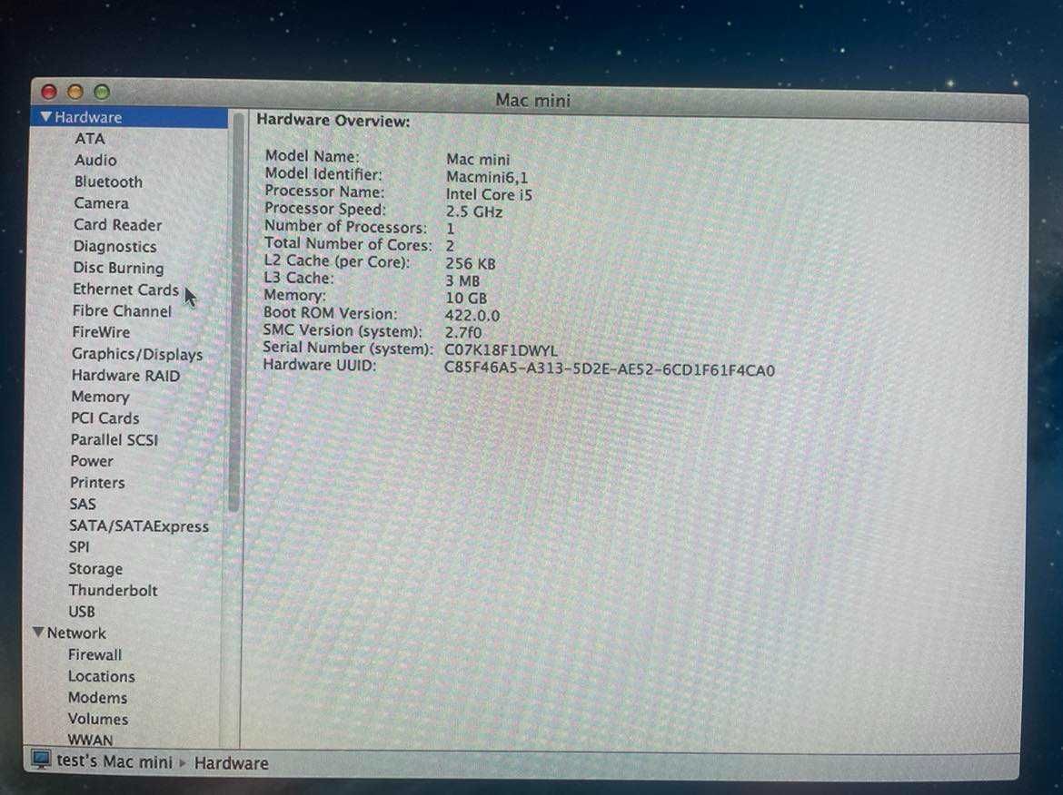 Komputer Apple Mac Mini i5 10GB SSD HD Graphic 4000 WiFi
