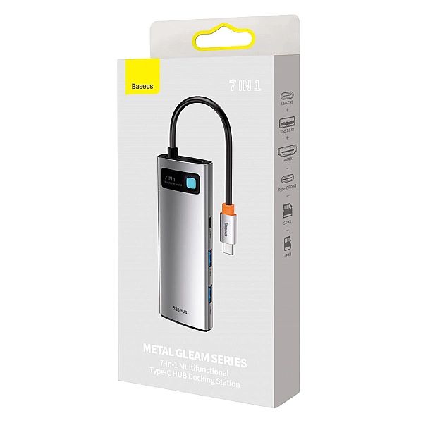 Baseus Metal Gleam Series multifunkcjonalny HUB USB 7w1 Typ C HDMI czy