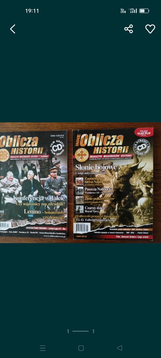 Czasopismo Wiedza i życie. Inne oblicza historii. 2 egz nr 1 i 4/2009.