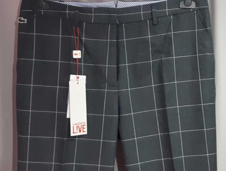 Брюки женские серые, клетка Lacoste