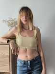 Prążkowany Crop top falbanki sinsay żółty