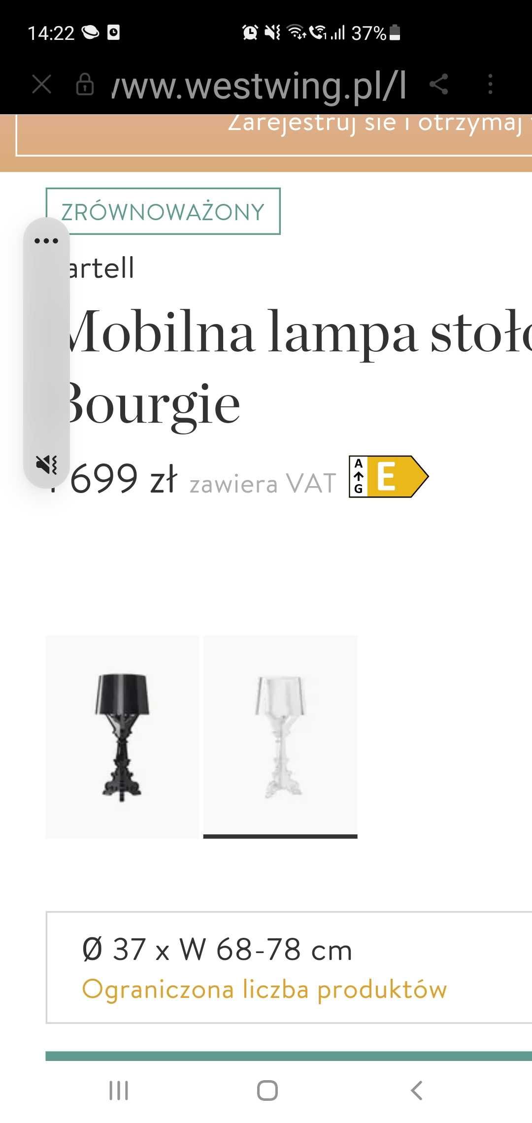 Designerska Lampa Kartell Okazja