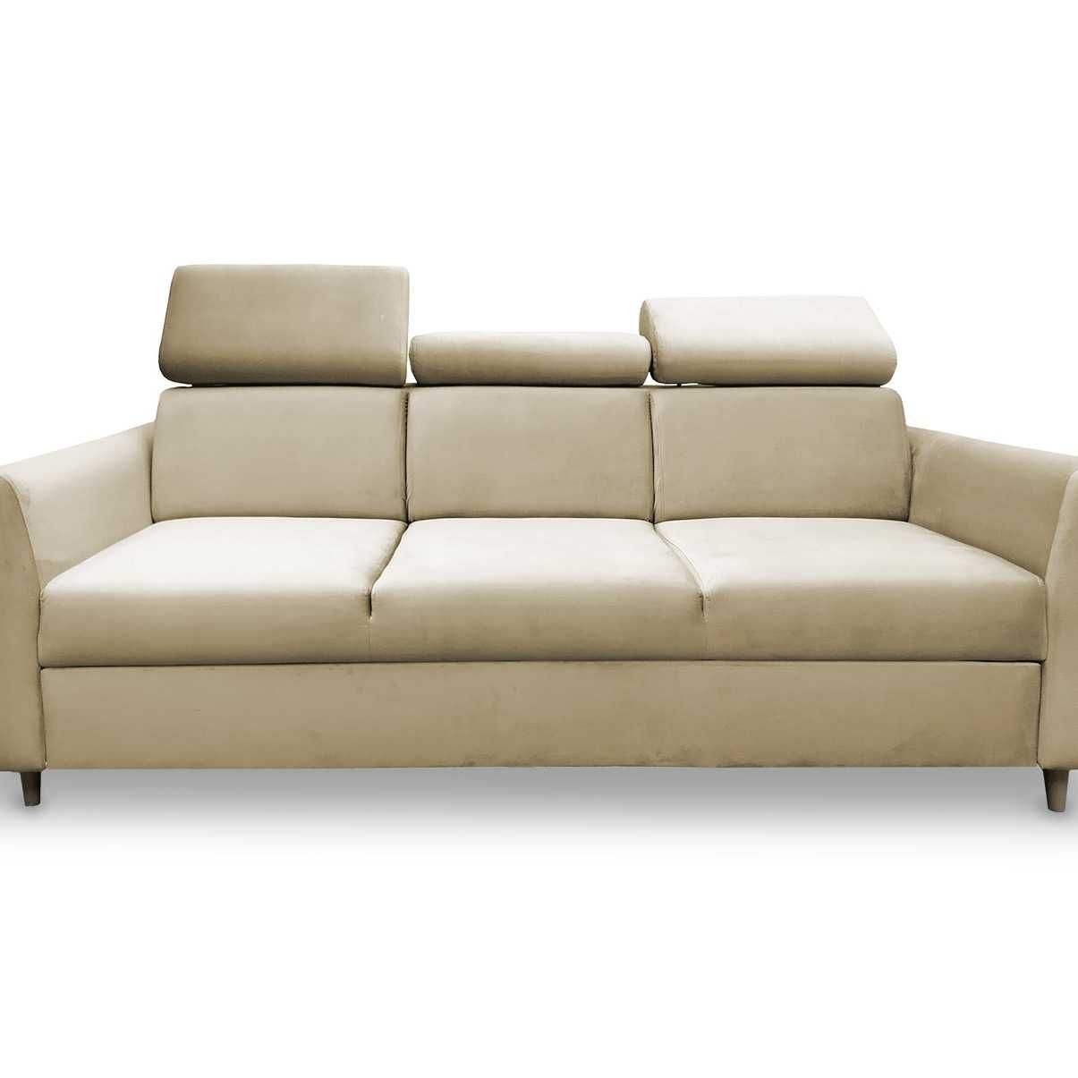 Sofa nowoczesna z funkcją spania regulowane zagłówki