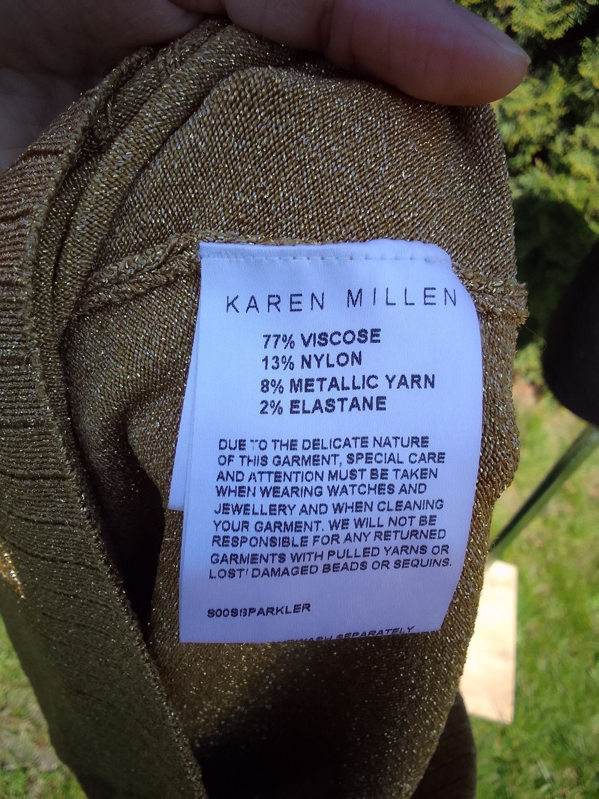 Karen Millen bluzka crop top złota połyskująca M