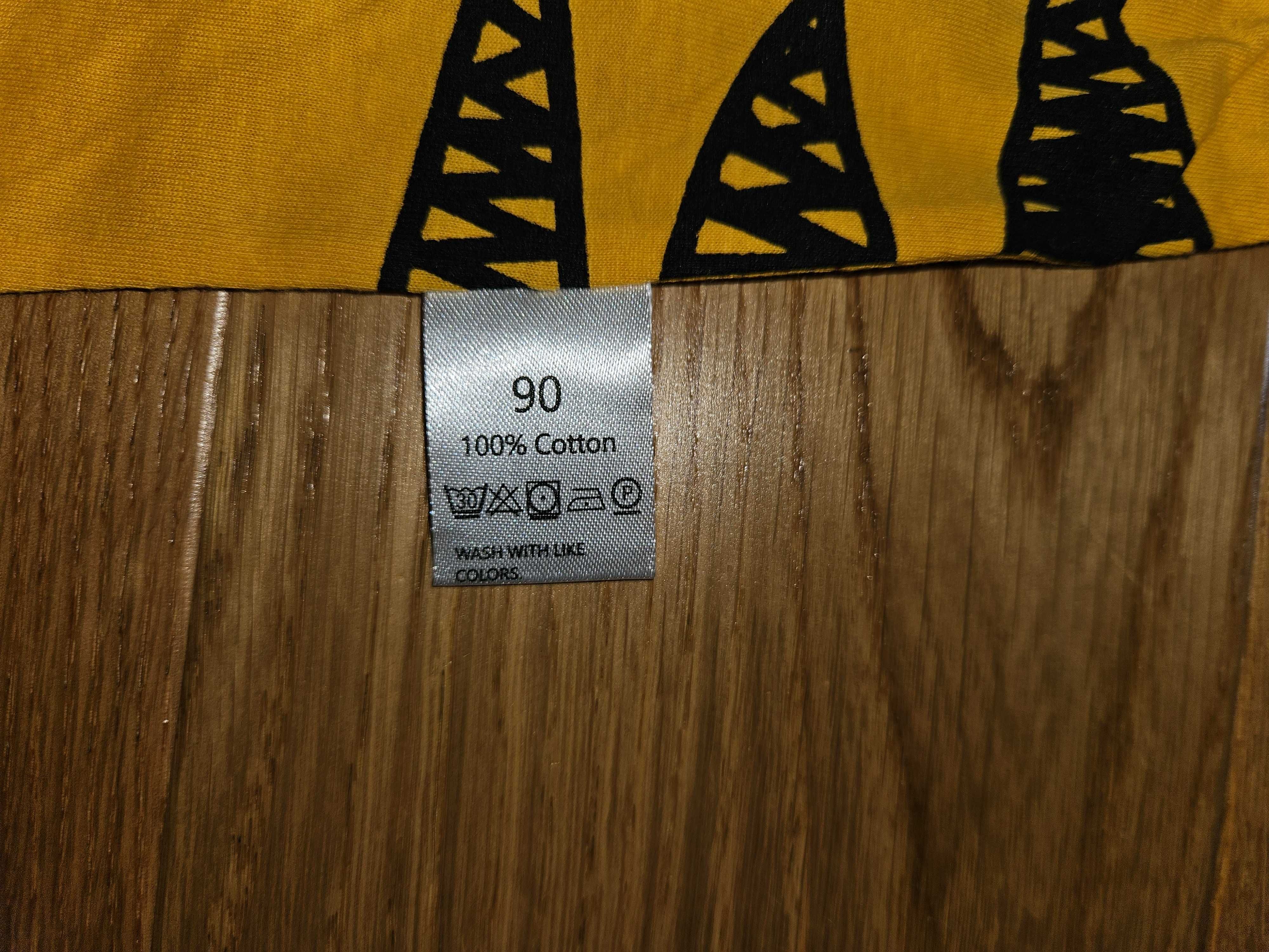 Komplet na lato 90 dla chłopca żółty brąz lew