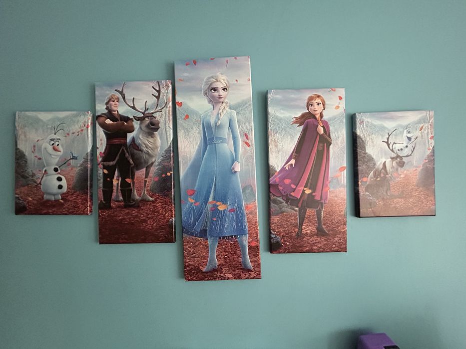 Komplet obrazów Kraina lodu na płótnie i drewnianych ramach