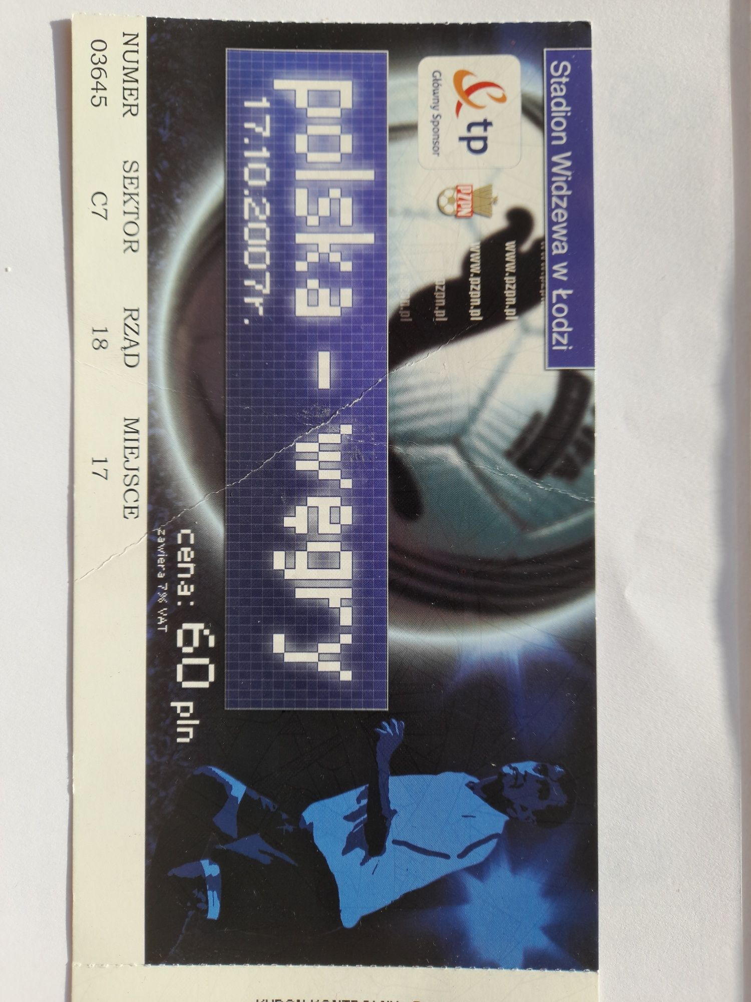 Bilet z meczu Polska -Węgry  z 2007