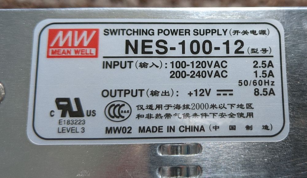 Mean Well блок 12v 8.5a новий