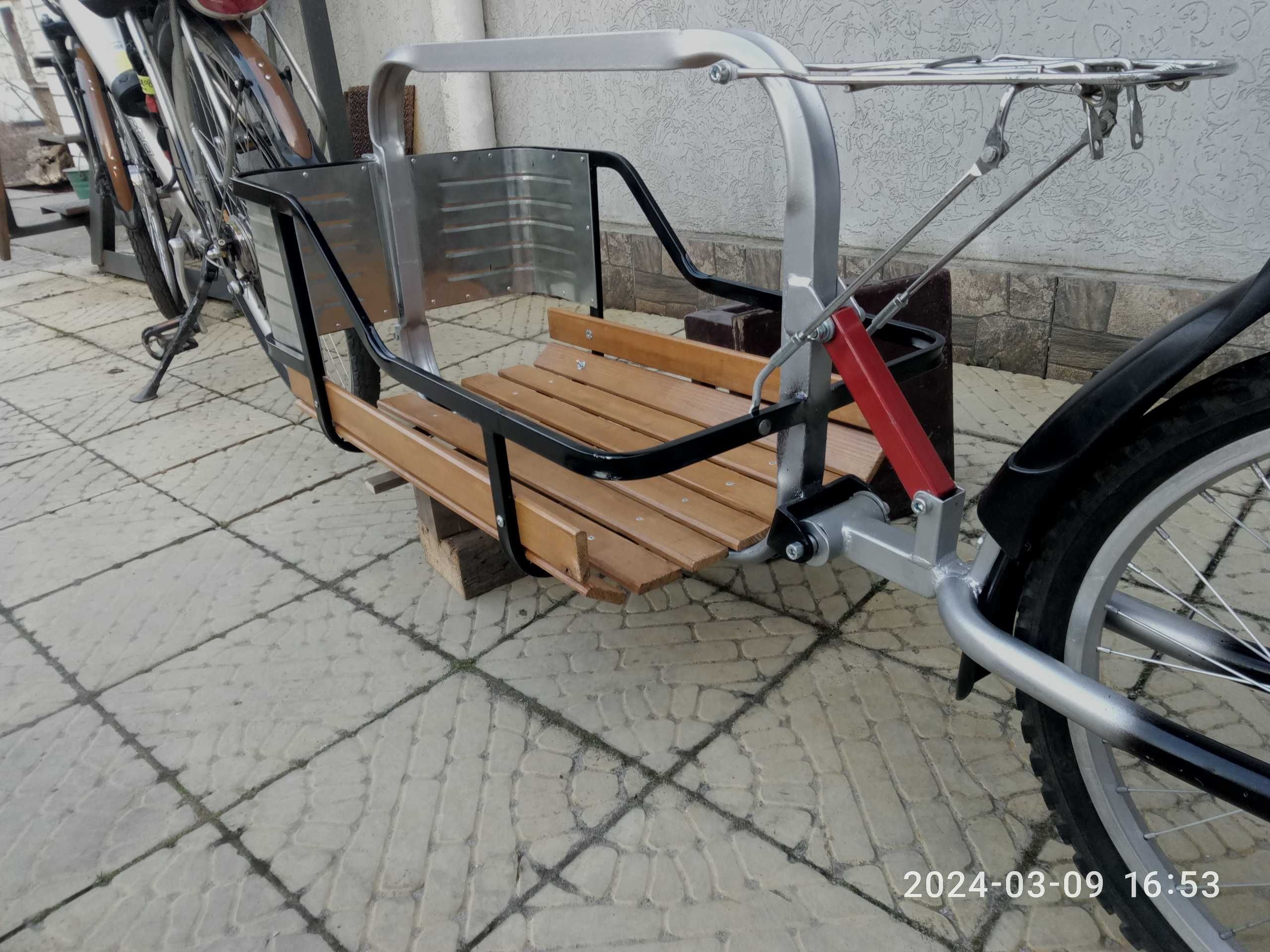 Велоприцеп одноколесный с маятниковой подвеской