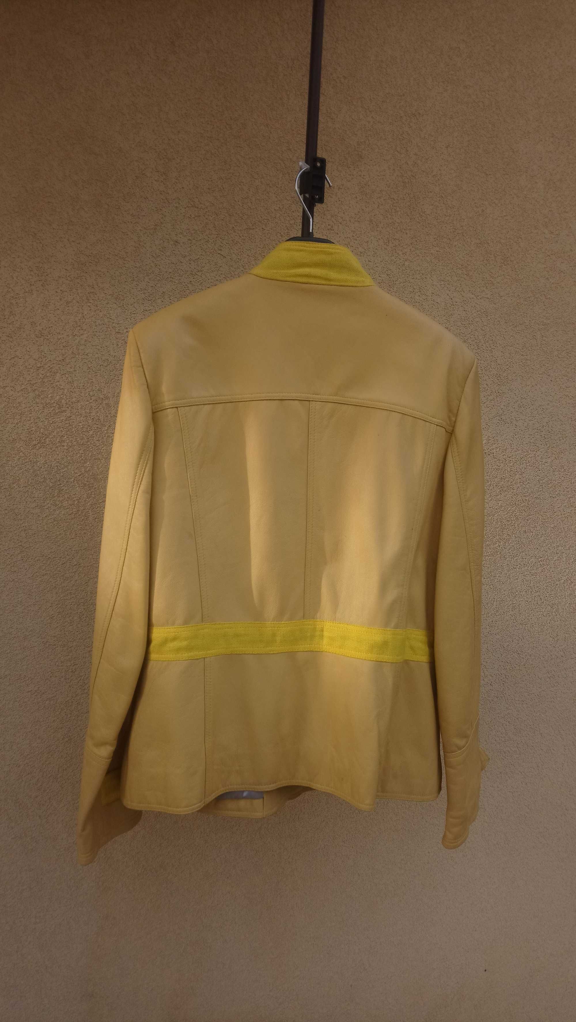 kurtkę z naturalnej skóry  żółta firmy Moonco Leather rozm. L-XL  nowa