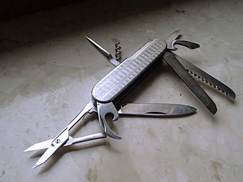 9 funkcji, Gerlach, scyzoryk + etui, nóż stary kolekcjonerski PRL