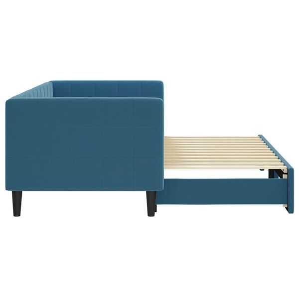 Sofá cama veludo azul