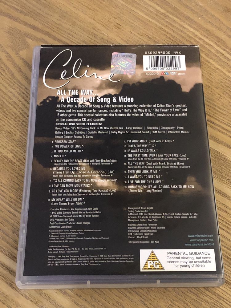 Celine All The Way... A Decade Of Song & Video DVD