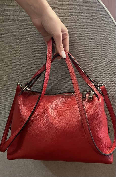 Трендова шкіряна сумка червона