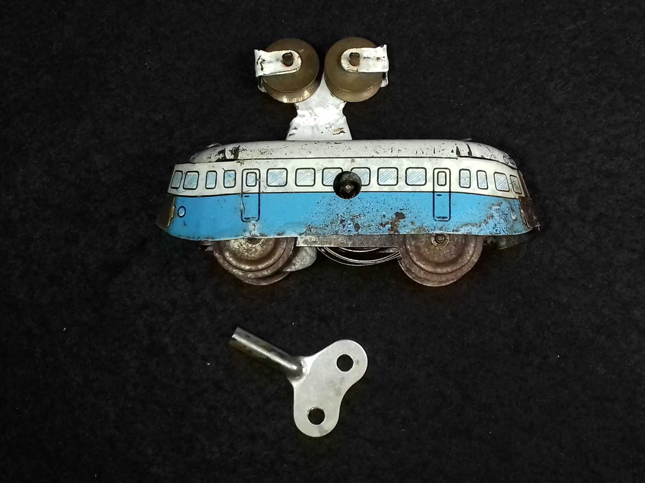 Tin Toy - Elétrico de corda antigo, com chave