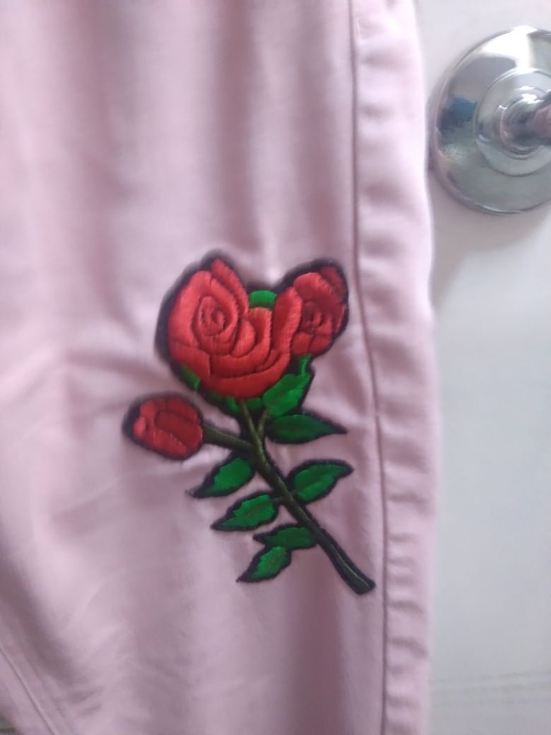 Calças rosa floridas - Tamanho L/XL