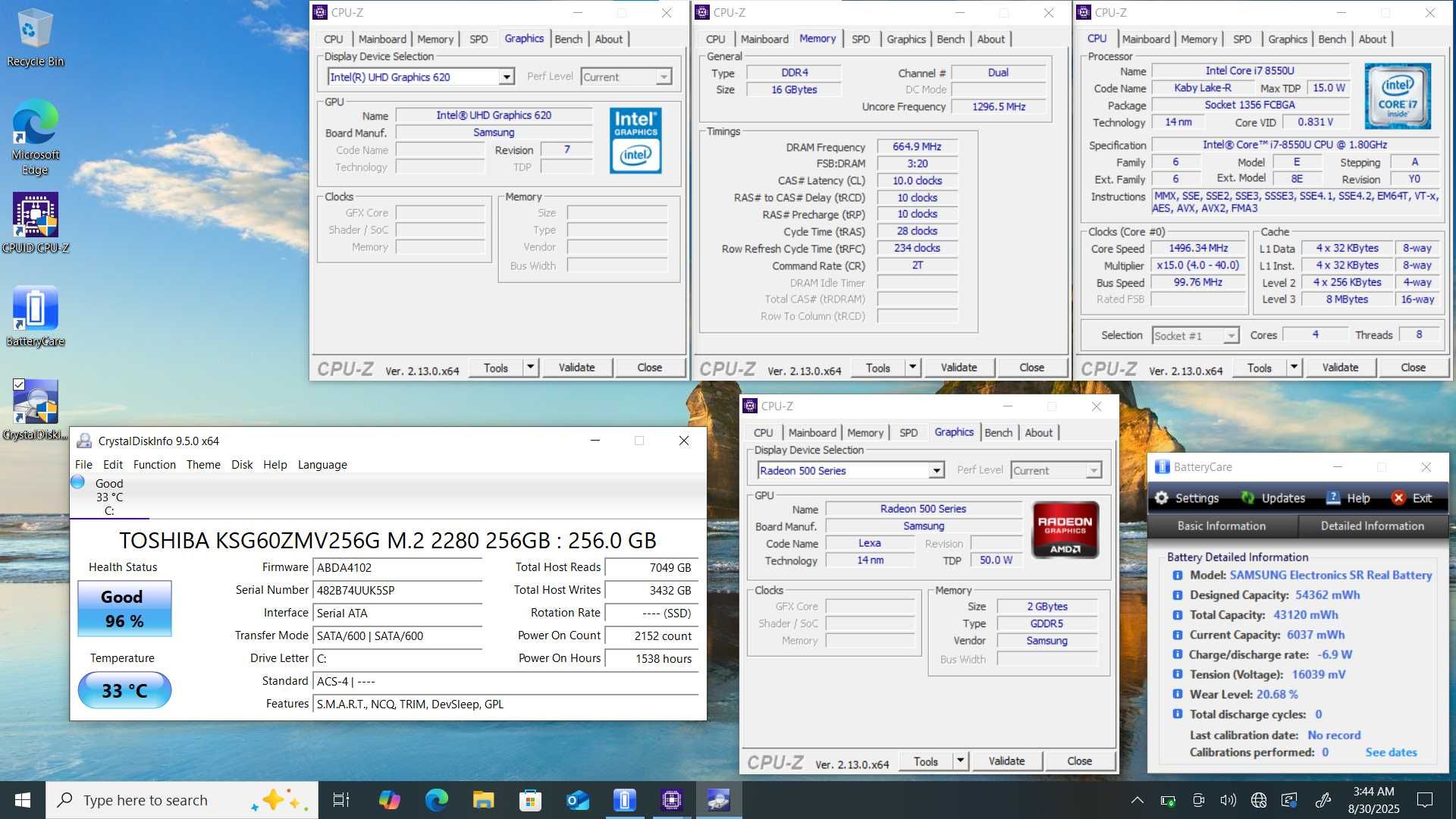 Ноутбук Samsung 15 Intel i7-8550U 1.80GHz 16GB 256GB Radeon 500 Toucsc
