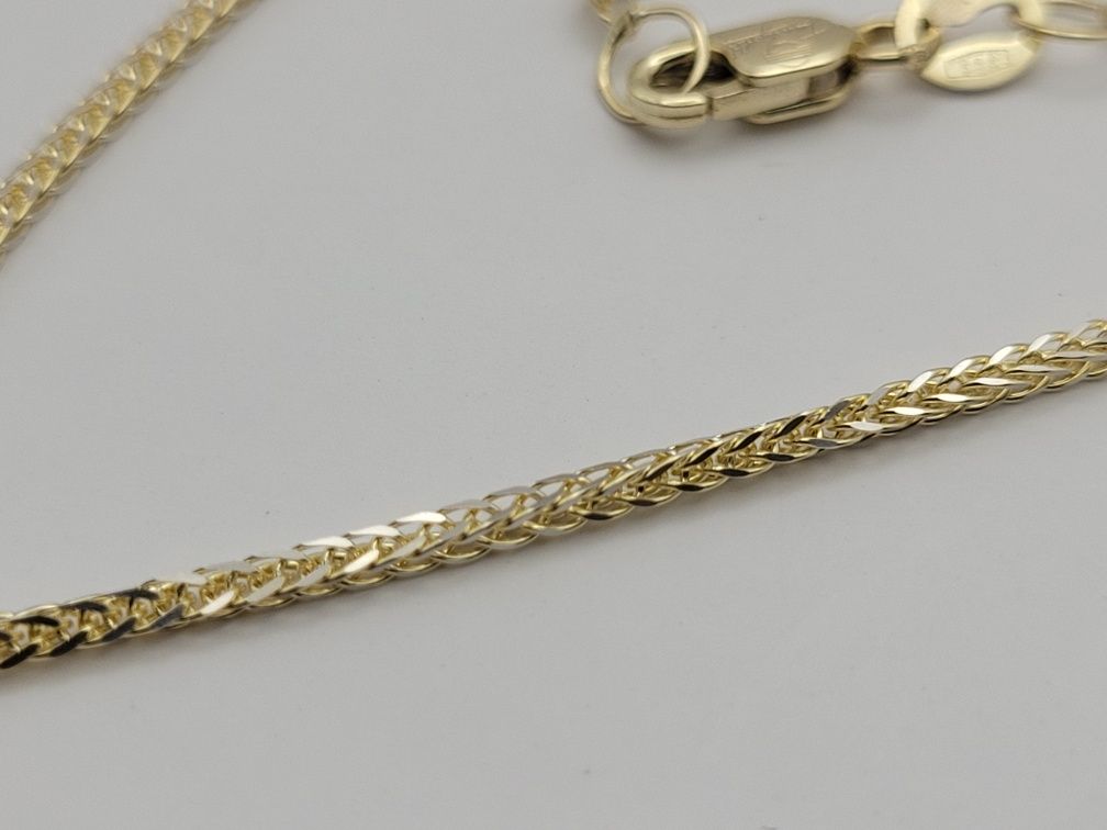 Nowy złoty łańcuszek z zawieszką złoto próba 585, lisi ogon opal