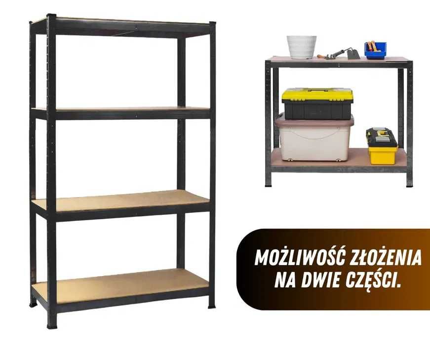 Metalowy REGAŁ MAGAZYNOWY Do Garażu Warsztatu Piwnicy Wzmocniony NOWY
