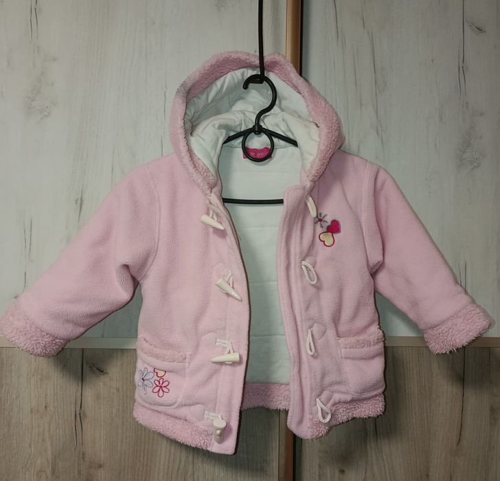Тепле флісове пальто/курточка для дівчинки зріст 98 см  казково рожеве