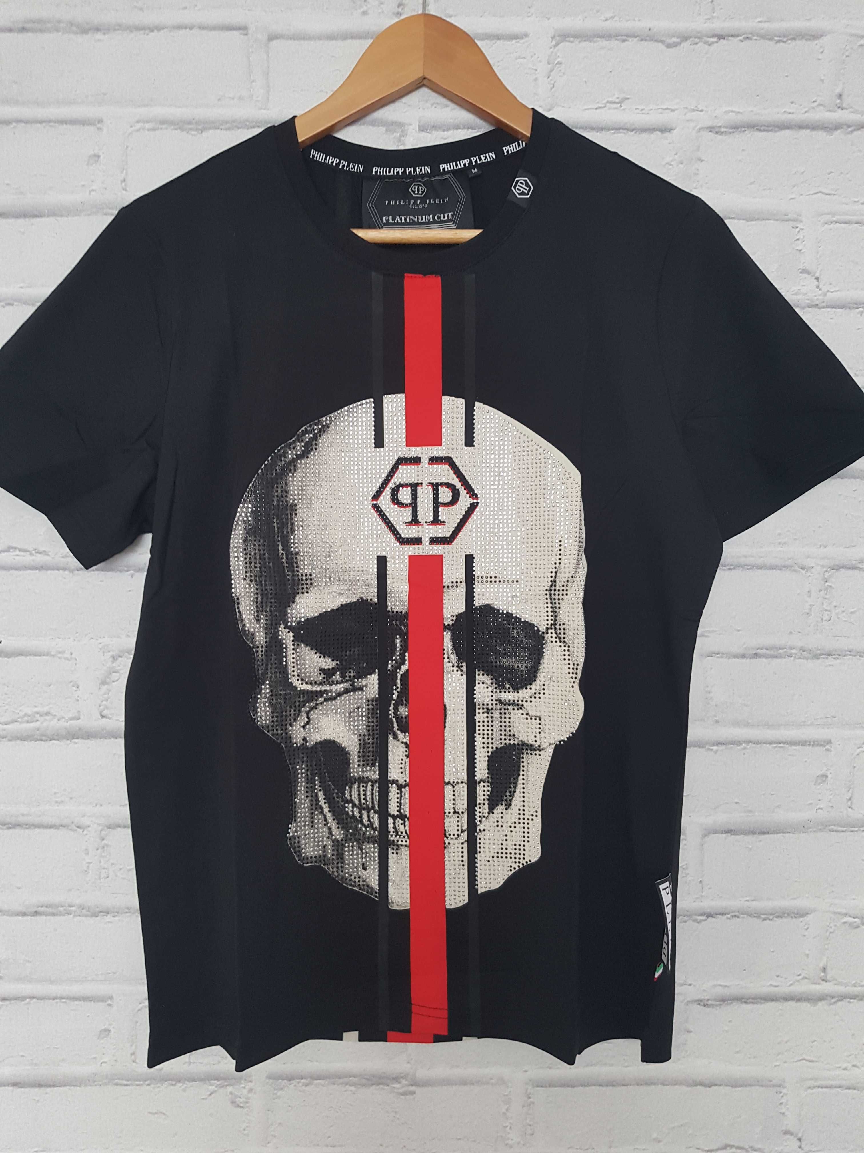 Philipp Plein T-shirt czarny czaszka z diamentami rozmiar L