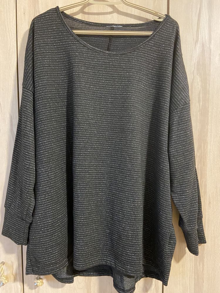 Czarna bluzka z brokatem damska plus size pacha 69 cm Vintage