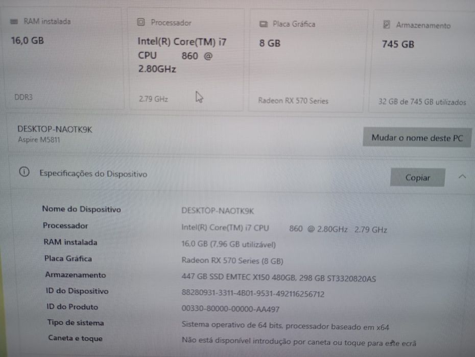 Pc gaming Intel i7 4 core Rx 570 12Gb