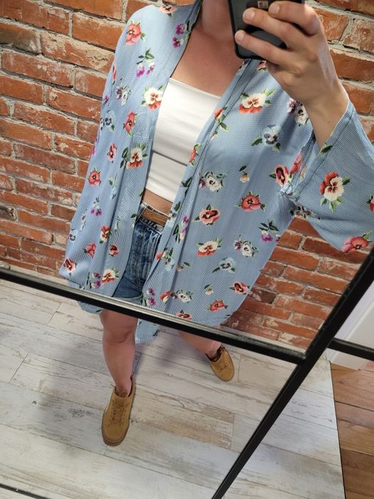 Koszula w kwiaty oversize kimono handmade