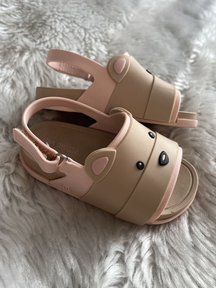 Sandały sandałki beach slide Mini Melissa pachnące 22/23 misie boho