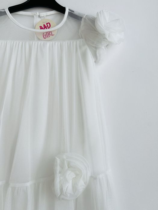 Sukienka dziewczęca tiulowa biała komunia r.134/140