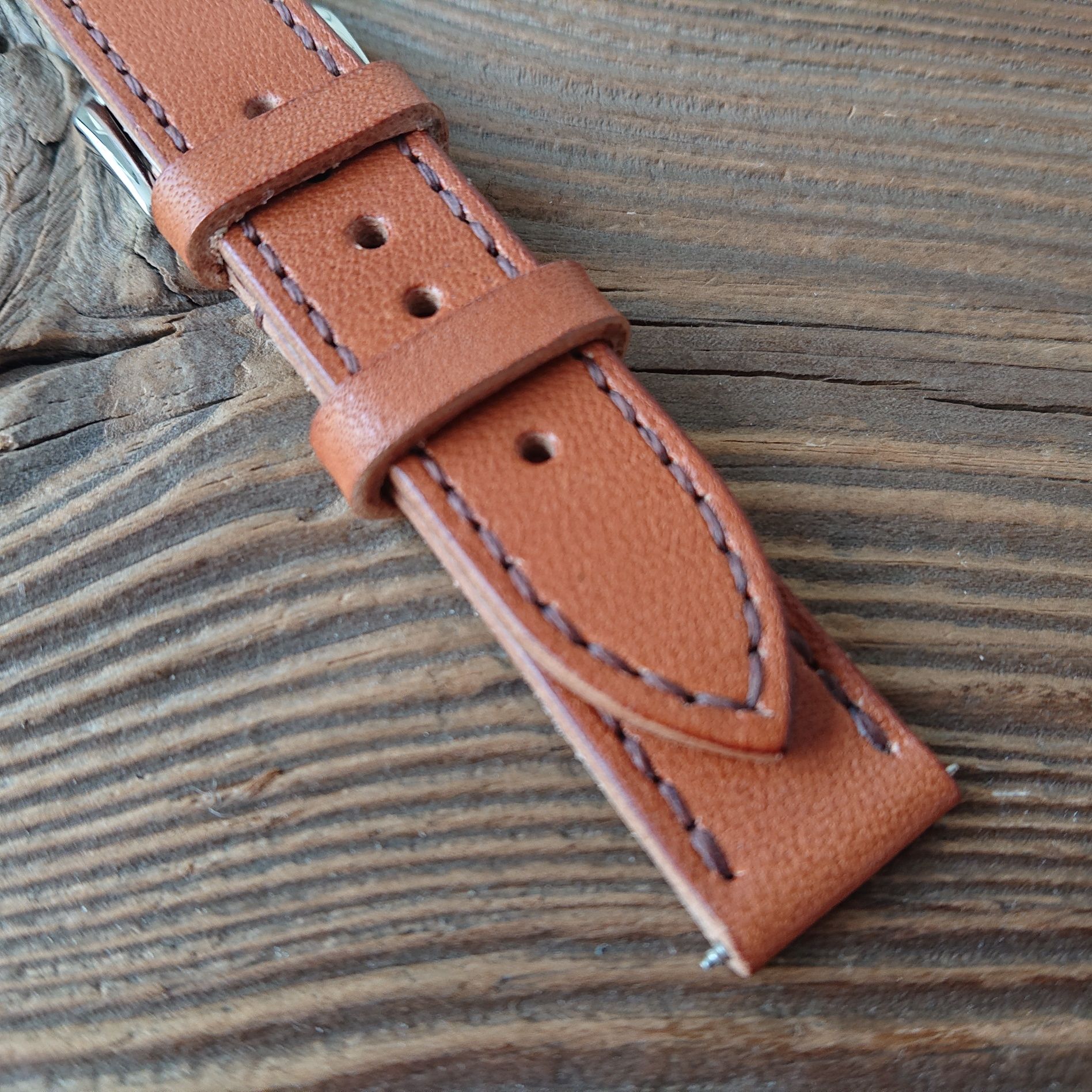 Pasek do zegarka ręcznie robiony 18 mm skóra naturalna handmade