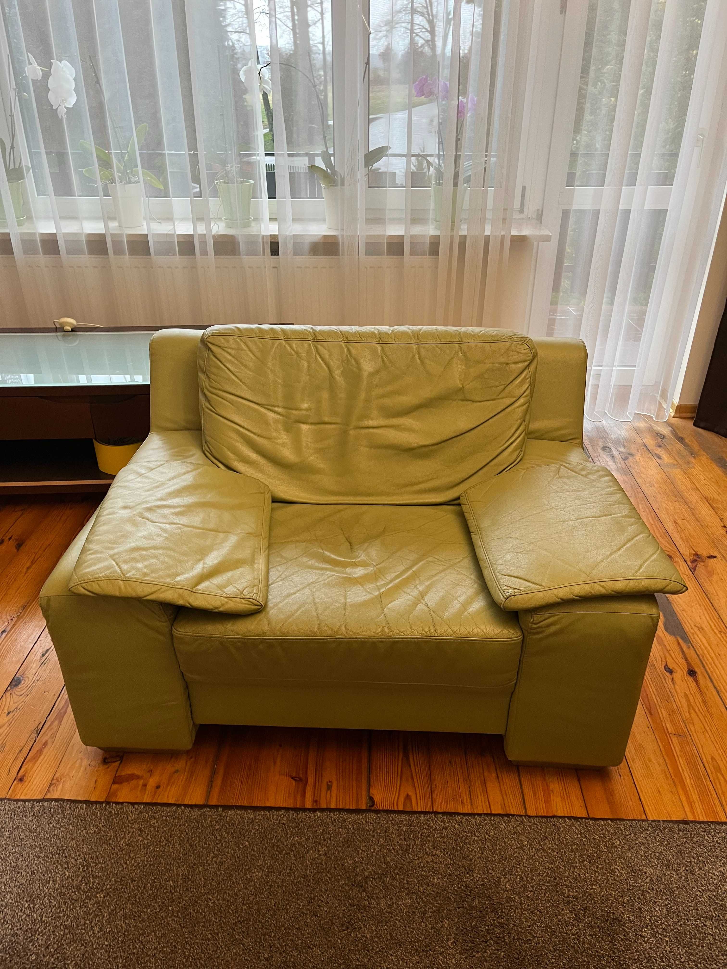 kanapa skórzana z fotelem